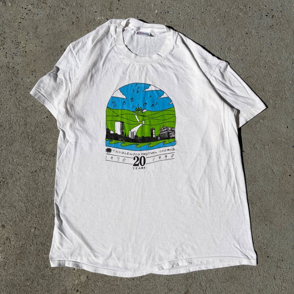 Vintage 1990 Tanglewood Festival Chorus 20 Years Hanes T-Shirt White Large USA